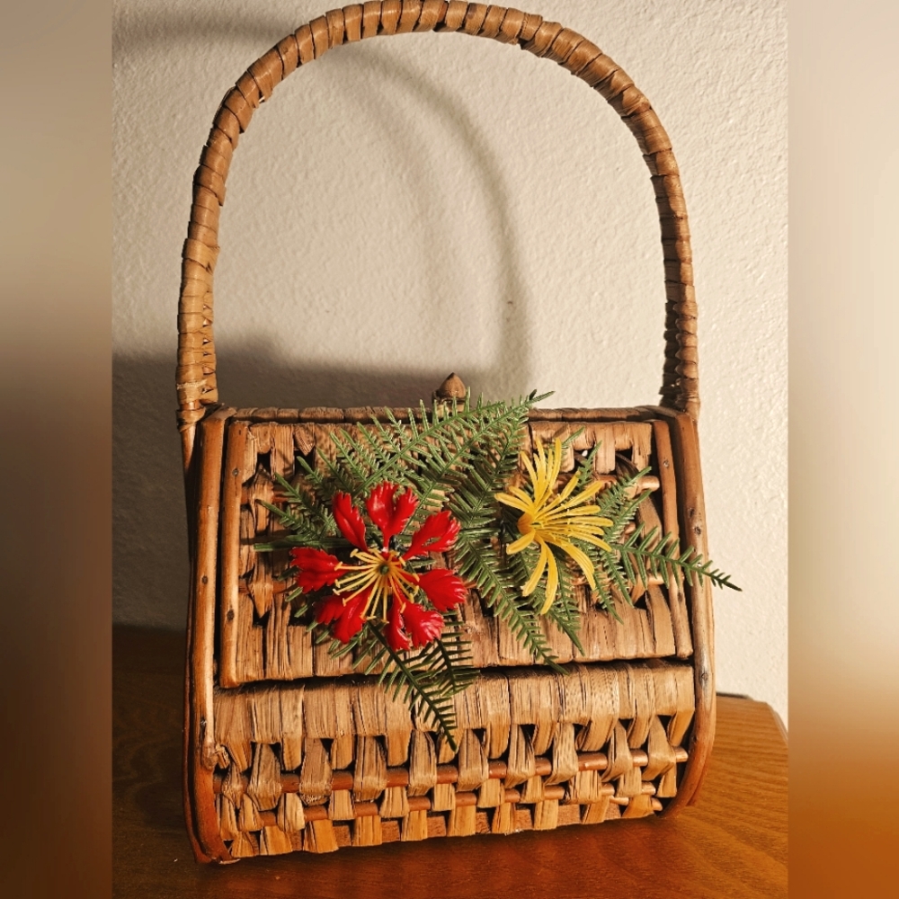 Vintage Purse Bamboo Fiber Handle 1950’s